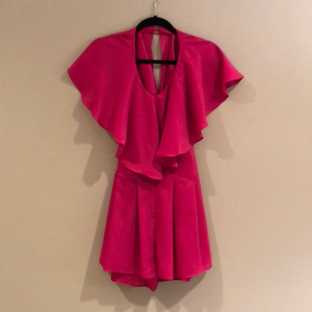Ark & Co // Hot Pink Ruffled Romper